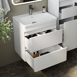 Style Line Тумба с раковиной подвесная Атлантика 60, Люкс антискрейч, PLUS – фотография-3